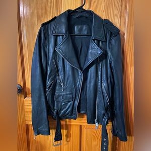 All Saints Moto Leather Jacket Sz UK12 US8